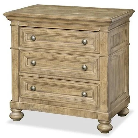 Three Drawer Nightstand with Bun Feet